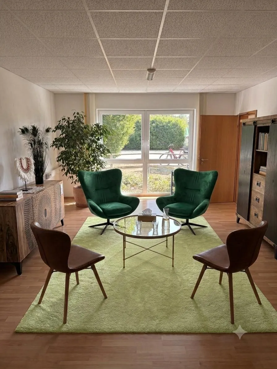 Sprechzimmer der Praxis mit Sitzgruppe